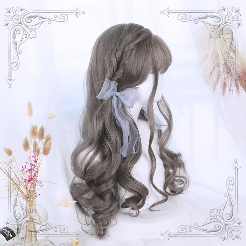 Lolita Milky Gray Long Wavy Curly Wig WS1056