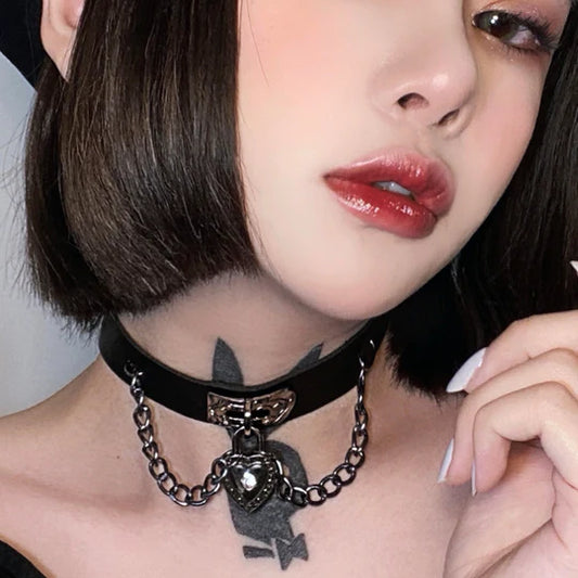 Goth Punk Chain Heart Chokers SS2948