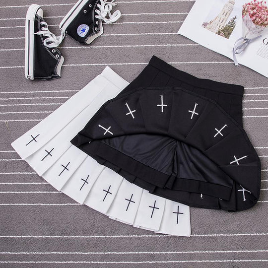 GOTH EMBROIDERY PLEATED SKIRT SS2936