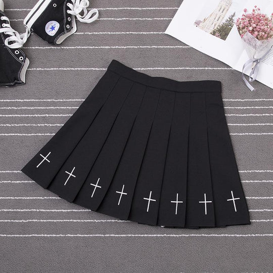 GOTH EMBROIDERY PLEATED SKIRT SS2936