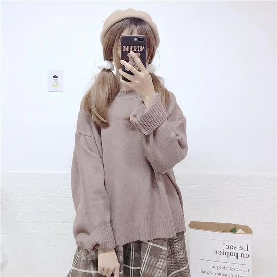 Lazy Sweater + Plaid Skirt ss3006